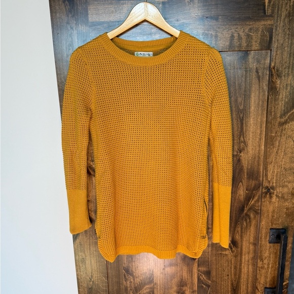 Akini Womens Small Gold Sweater 5 Inch Zipper At Bottom On Both Sides - Picture 1 of 6